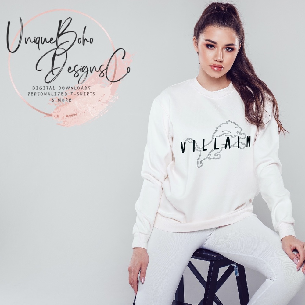 NWT Detroit Women Crewneck Detroit Lions VILLAIN swag prices vary size